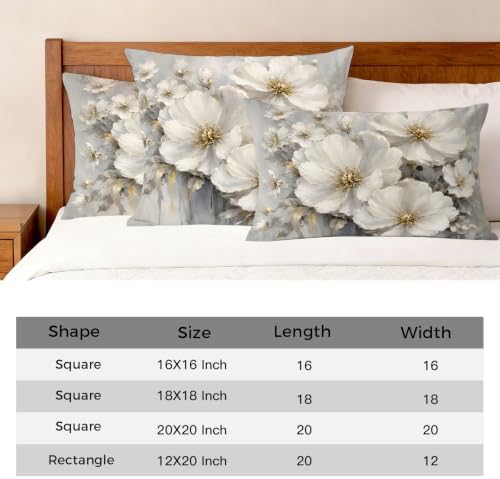 Cream Gold Flowers Lumbar Pillow Covers 12 x 20 Inch Pillow Covers Set