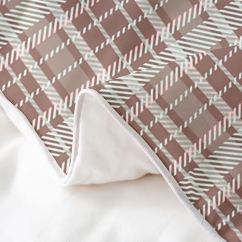 Homewish Buffalo Plaid Girls Bedding Set Twin Size 100% Cotton