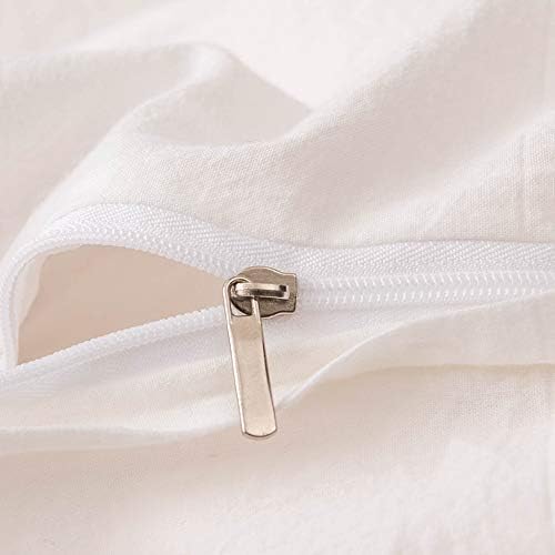 White Duvet Cover Set Washed Cotton Queen Size 3 Pieces Set 1