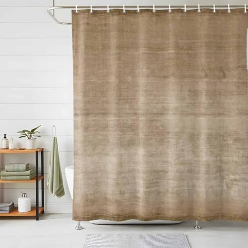LooPoP Shower Curtain Beige Linen Bathroom Curtains with Hooks