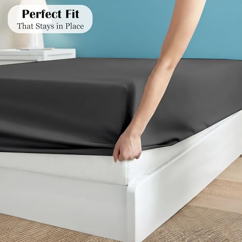 Egyptian Cotton Fitted Sheet King Size 16 Inch Deep - Dark Grey