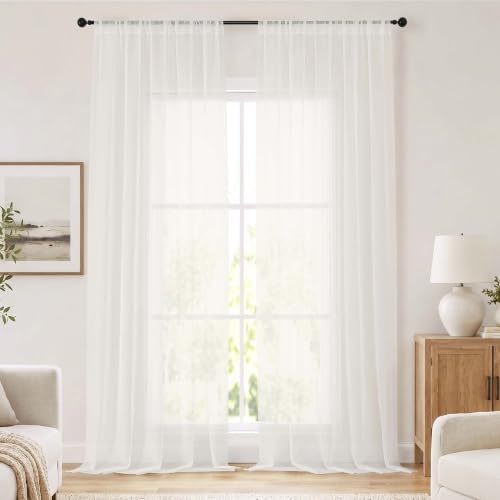 OVZME 2PK Voile Sheer Curtain Ivory 52X120