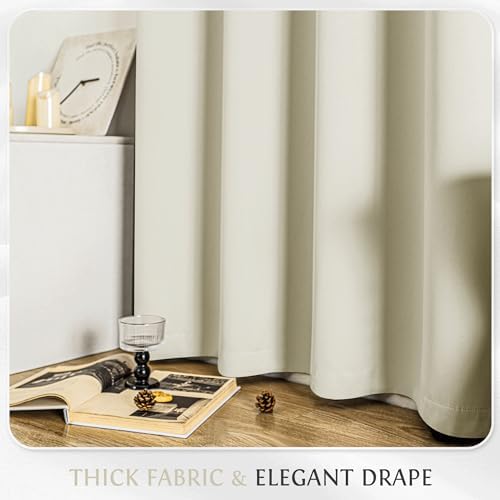 Beauoop Cream 100% Blackout Curtains for Bedroom Living Room 52x84 2