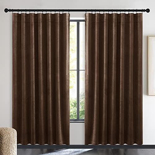 NICETOWN Brown Velvet Room Darkening Curtains, Home Decor Light