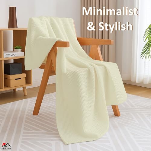 ARlinen Waffle Bed Blanket, 100% Cotton, Soft, Lightweight
