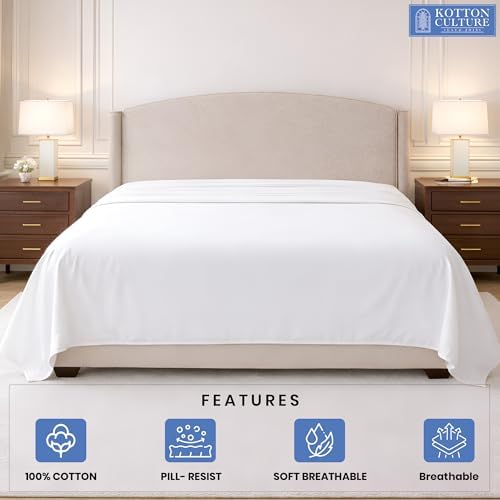 Kotton Culture 100% Egyptian Cotton 1 Pc Flat Sheet - 400 Thread