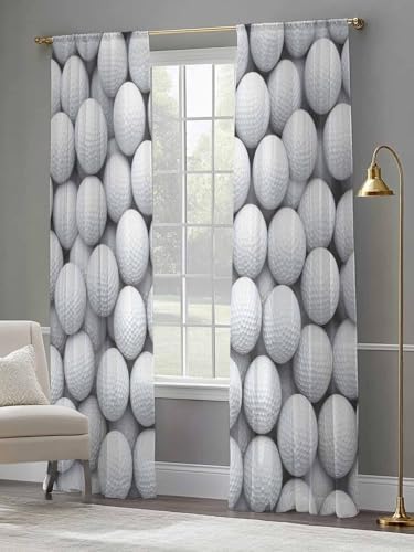 Sheer Curtains 108 Inches Long 2 Panels Set for Living Room, Golf Semi