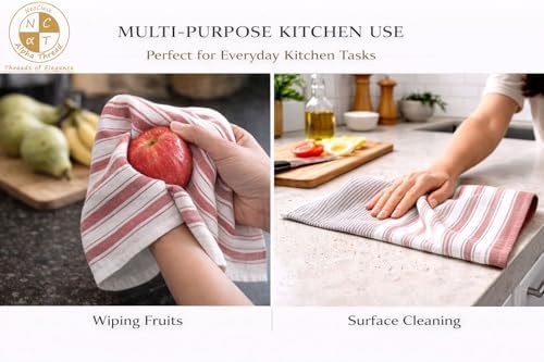 Set of 12 Cotton Kitchen Towels, Dish Cloths, Kitchen Washcloths