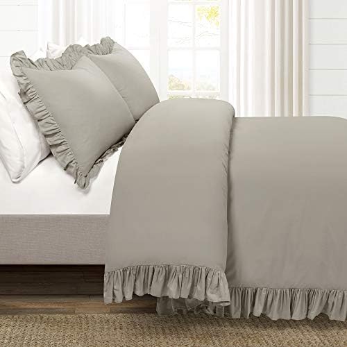 Lush Decor Reyna Ruffle Cotton Duvet Cover Set 3 Piece Set Full
