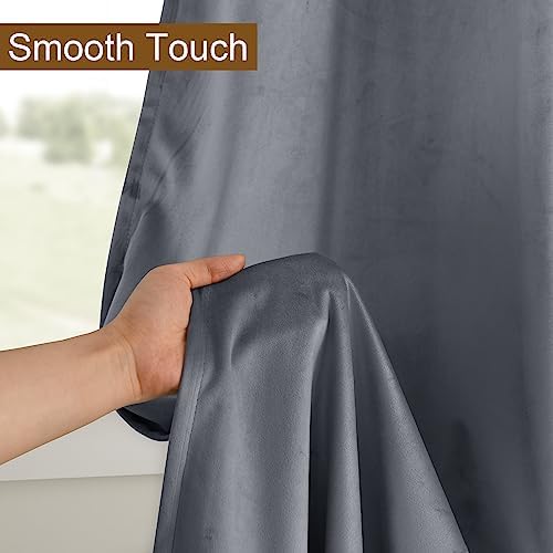 DWCN Velvet Curtains for Bedroom Living Room 2 Panels Grey
