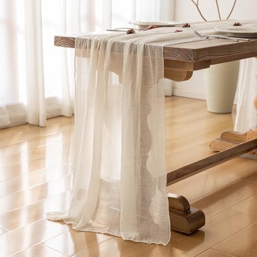 6Pcs White Cheesecloth Table Runner 120 Inches for Party Home Decor