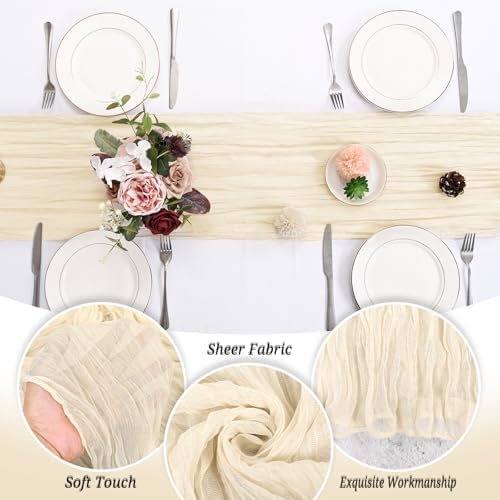 12 Pack Ivory Table Runner 20x120 inch Cheesecloth Table Runner