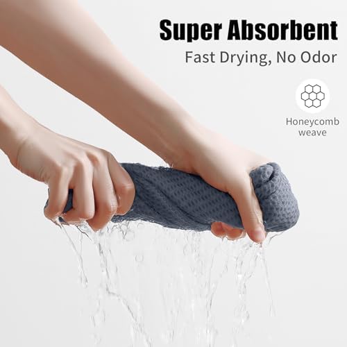 Kitinjoy 100% Cotton Kitchen Towels and Dishcloths Set, 12 Pack- Dark