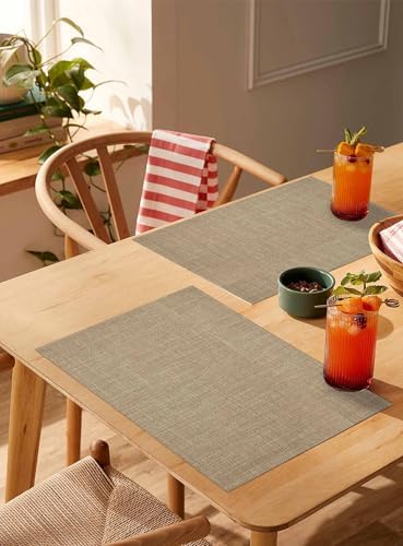 Placemats Set of 8, Brown Farmhouse Woven Placemat, Linen Place Mats