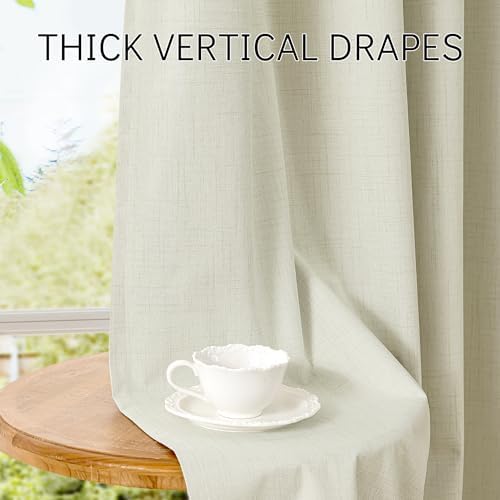 ChrisDowa 100% Blackout Curtains 84 Inch Long Linen Curtain for Living