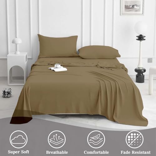 4-Piece Queen Sheet Set, 100% Egyptian Cotton, High Thread Count, Deep