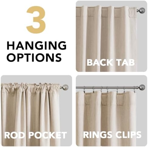 H.VERSAILTEX Upgraded 100% Blackout Curtains 63 Inches Long Back Tab