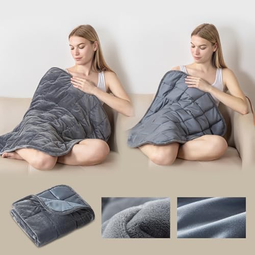 Weighted Blanket 7lbs for Adults (Double-Sided), Small Weighted Lap