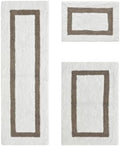 Tufted Cotton White Beige Bathroom Rugs Sets 3 Piece