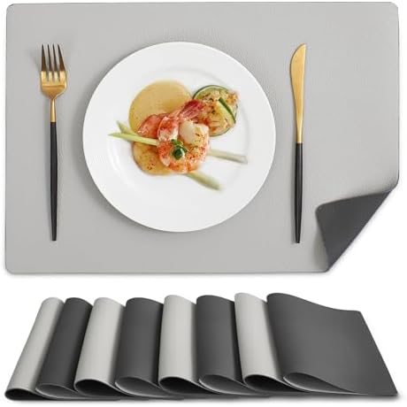MOSAYT Vinyl Placemats Set of 8, Heat Resistant Place Mats 100%