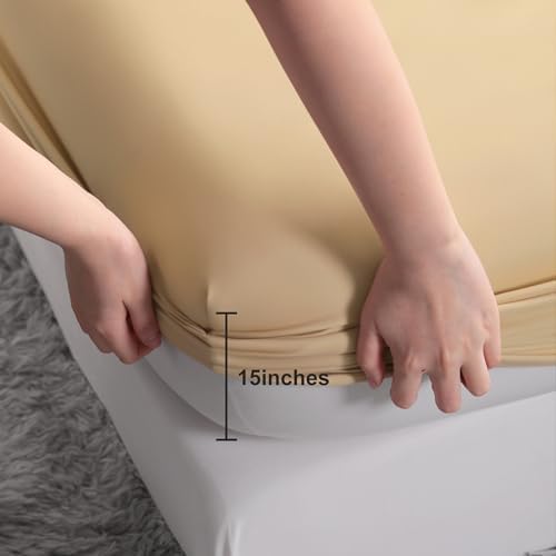 NTBAY Queen Microfiber Sheet Set, 3 Piece, 15 Inch Pocket, Light Taupe