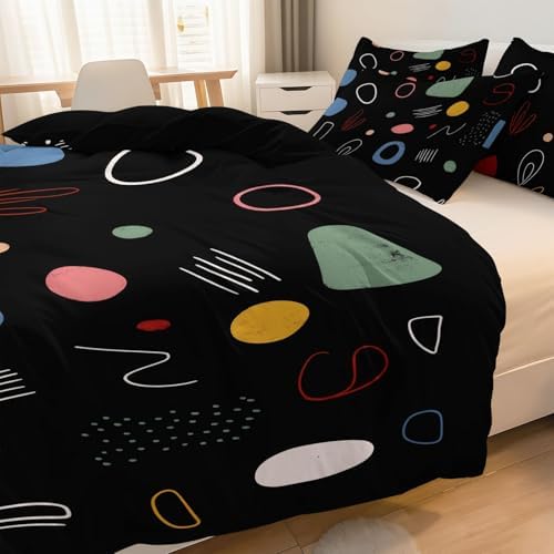 King Duvet Cover Set Minimalist Geometric Graffiti Soft Microfiber