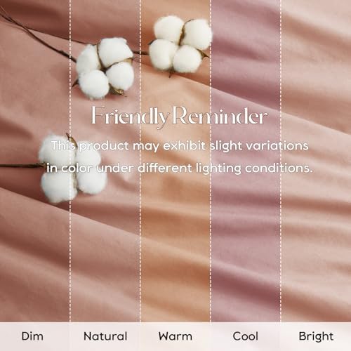 Entisn Pure Cotton Sheets Twin 3-Pc Set, 400TC, 16" Pocket, Dusty Pink