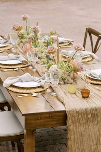 12Pack Beige Cheesecloth Table Runner 20x120inch Gauze Table Runners