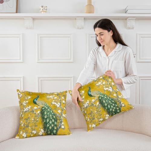 Erosebridal Peacock Throw Pillow Covers White Floral Cushion Covers