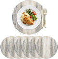 Vintage Wood Planks Faux Leather Placemats Set of 6, 15in, Waterproof