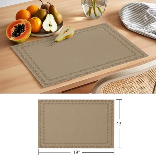 Placemat Set of 8 Minimalist Tan Dining Table Placemats Modern Natural