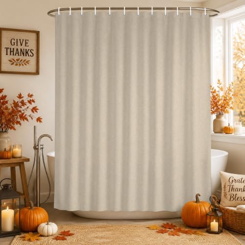 Butter Tan Shower Curtain 84 Inches, Rustic Minimalist Solid Color