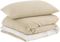 EMME Muslin Cotton Duvet Cover Set Linen Like Beige&White Queen