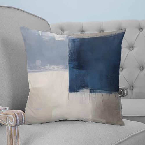 20x20 Pillow Covers Set of 2, Blue Brown Throw Pillow Covers