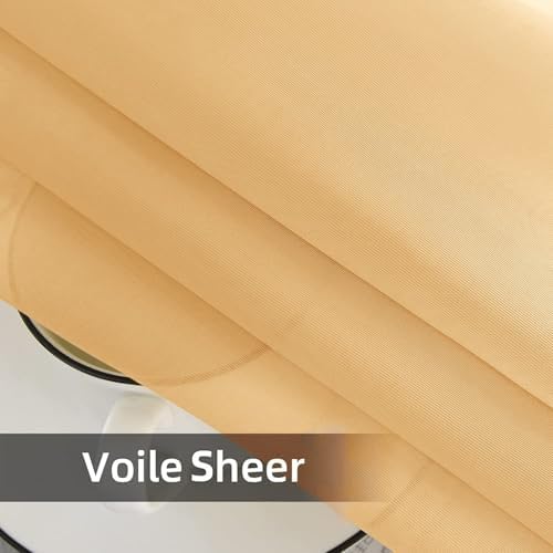 youleyar Solid Sheer Rod Pocket Curtain Voile Draperies 2 Panels White
