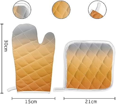 Quilted Cotton Terry Cloth Oven Mitt, Pot Holder Orange Grey Gradient