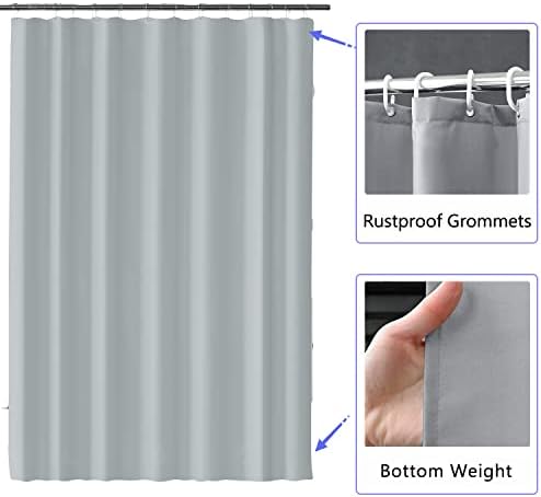 LLSCL Grey Fabric Shower Curtain Liner with Bottom Counterweight