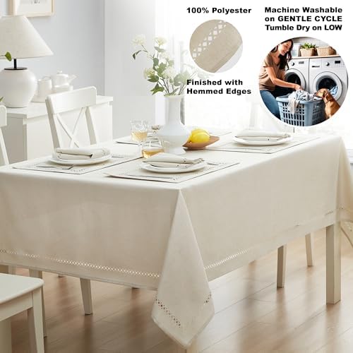 Newbridge Holiday Provence Lattice Ivory 60 x 102 Rectangle Tablecloth