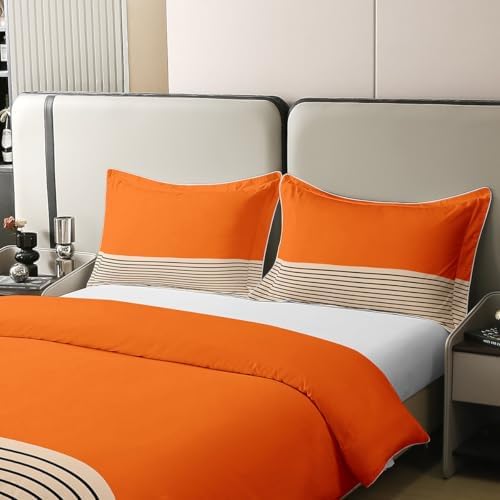 Erosebridal Geometric Simple Striped 100% Cotton Duvet Cover King for