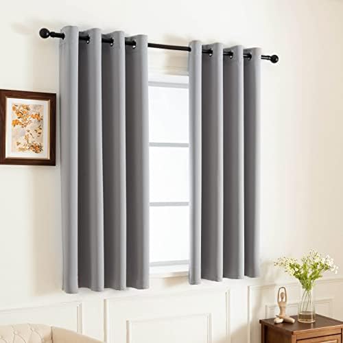 Pickluc Light Grey Blackout Curtains 63 Inches Long 2 Panels Set