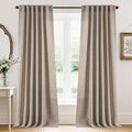 RYB HOME Linen Semi Sheer Curtains for Bedroom Living Room 84 inches