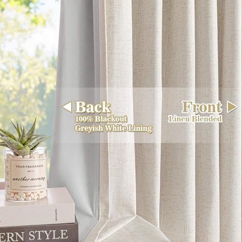 MYSKY HOME Linen Pinch Pleated 100% Blackout Curtains 40x90,2 Panels