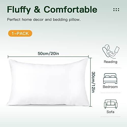 OTOSTAR Throw Pillow Insert, 12 x 20 Cushion Inner Soft Fluffy Plump