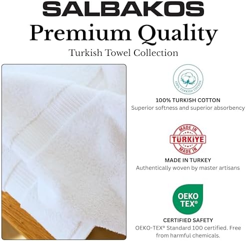 SALBAKOS 12-Piece 100% Turkish Cotton Washcloths and Face Towels