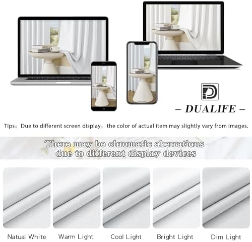DUALIFE Greyish White Blackout Curtains for Bedroom Living Room