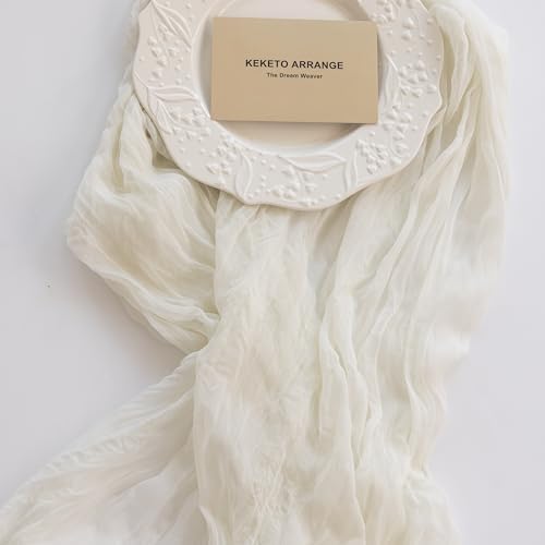 White Ivory Cheesecloth Table Runner 120 Inches for Wedding