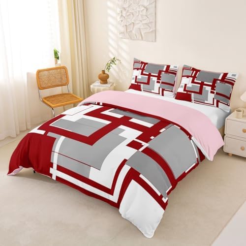 Feelyou Abstract Duvet Cover Queen Size Geometric Bedding Set for Boys