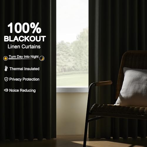 Blackout Curtains for Bedroom 63 Inch Length, Grey 2 Panels Set