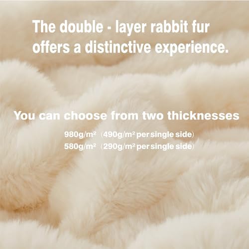 Faux Fur Throw Blanket, Double - Sided Fluffy Throw Blanket for Sofa