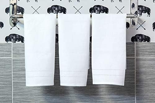 Solino Home 100% Pure Linen Hand Towels White, Bath 14 x 24 in, Set of